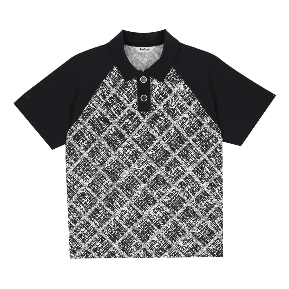 볼빅 골프웨어(VOLVIK GOLFWEAR) 여성 골프시그니처 프린트배색 티셔츠 VLTSP503_BK