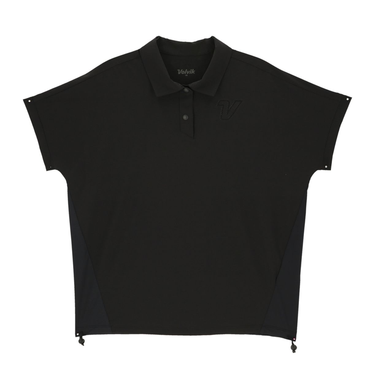 볼빅 골프웨어(VOLVIK GOLFWEAR) 여성 골프 우븐 하이브리드오버핏 반팔티셔츠 VLTSP401_BK