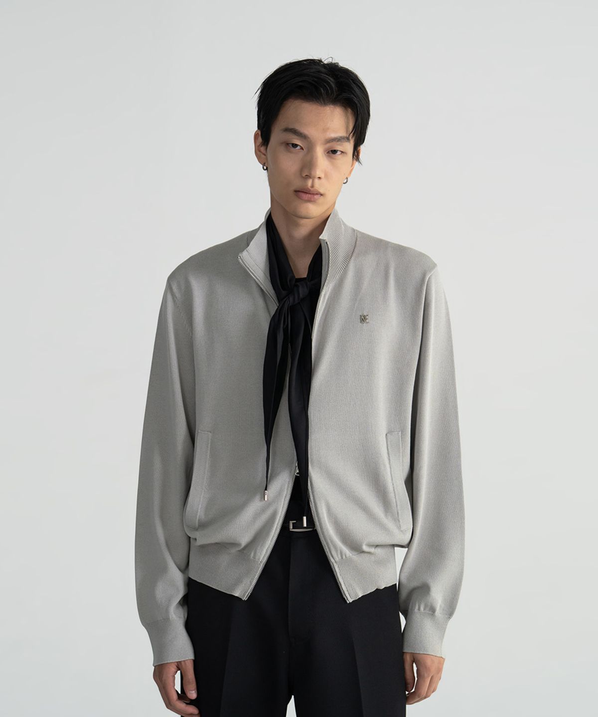 노이스(NOICE) KNIT ZIP-UP CARDIGAN - GRAY