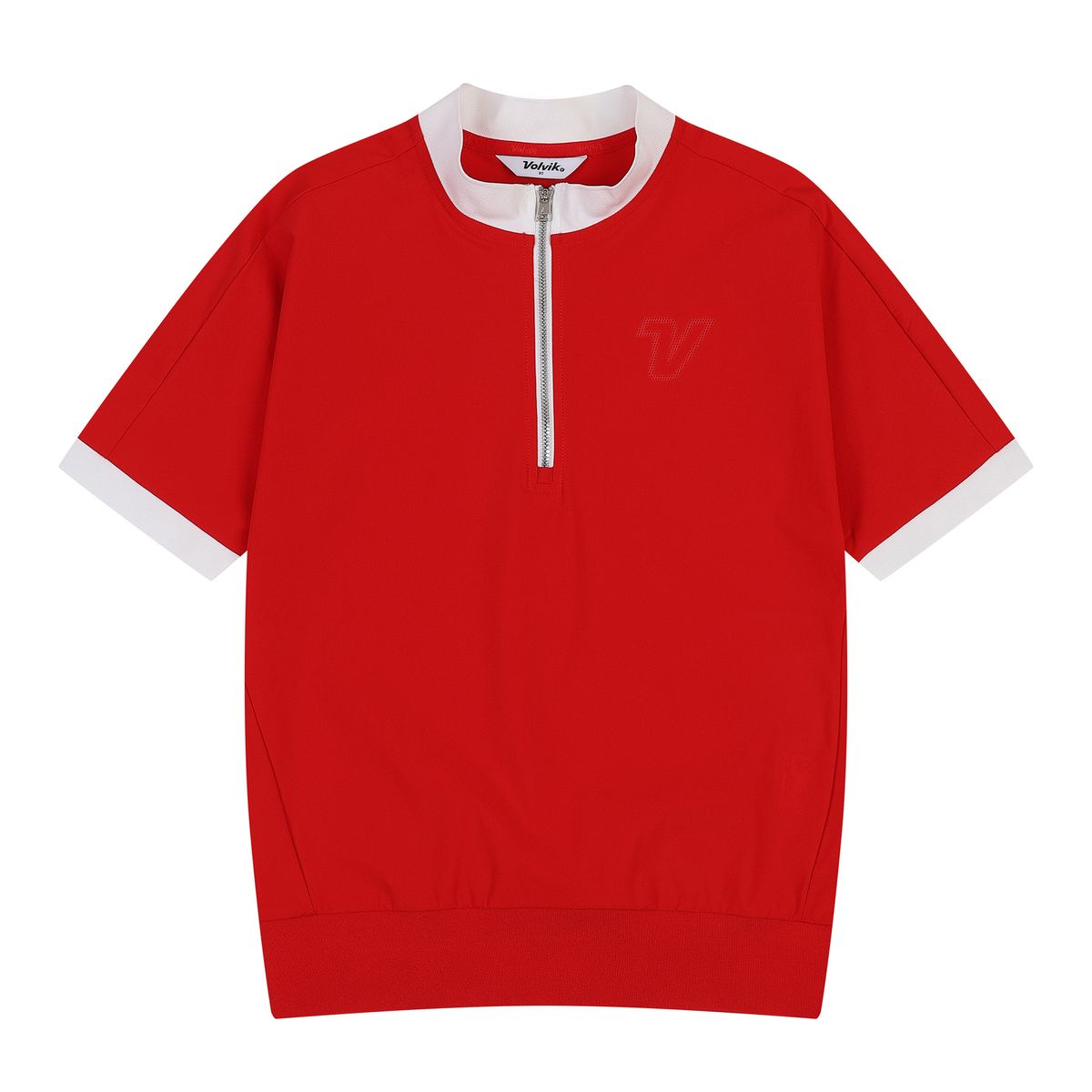 볼빅 골프웨어(VOLVIK GOLFWEAR) 여성 골프 반집업 하이넥 가오리핏 반팔티셔츠 VLTSP308_RE