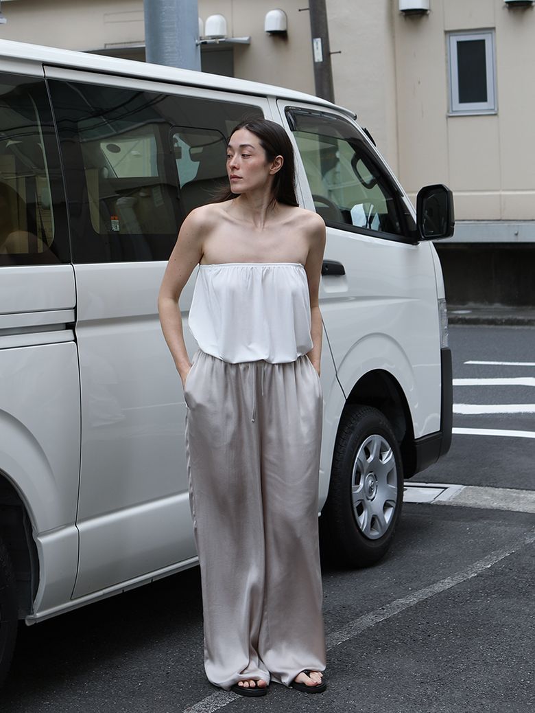 Satin Wide Pants (beige)