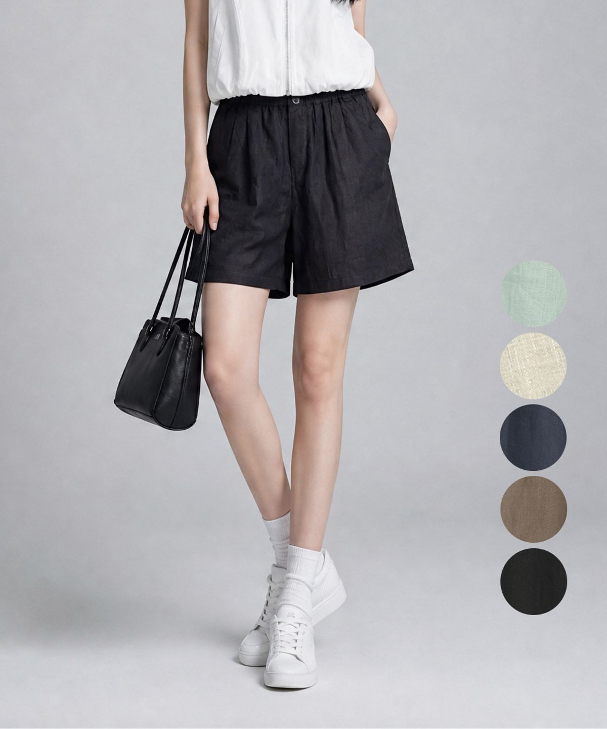 김영주 골프(KIM YOUNG JOO GOLF) 여름 천연 린넨 여성 반바지 KQMLHS91