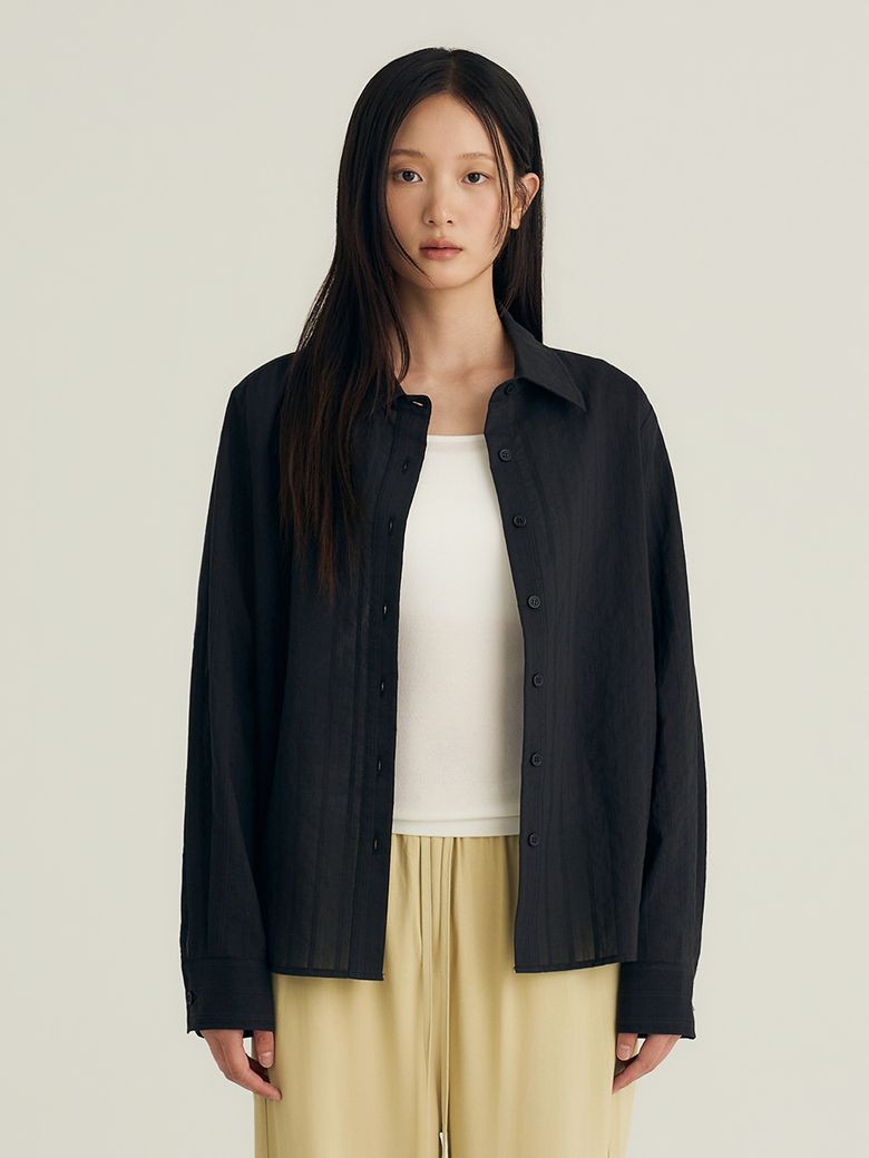 Sheer Shirt Blouse_Black