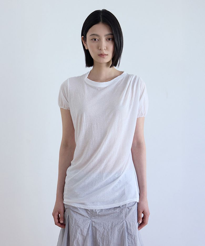슬라우치 플로우 넥 드레이프 탑_화이트