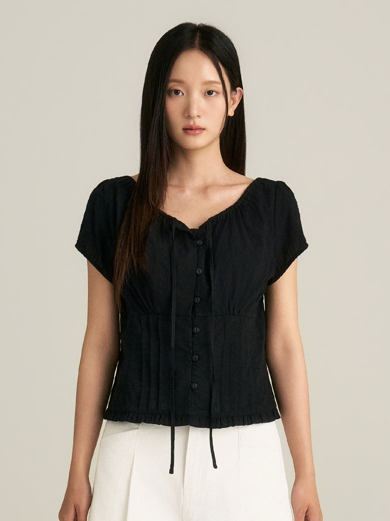Cotton Pintuck Blouse_Black