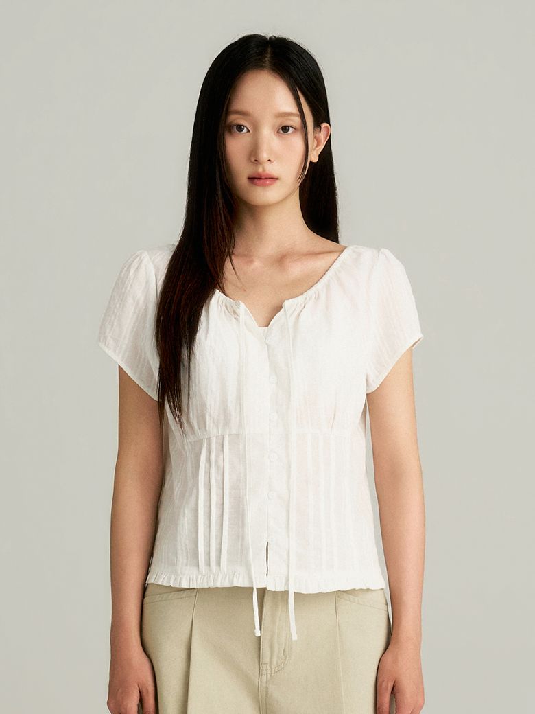 Cotton Pintuck Blouse_White