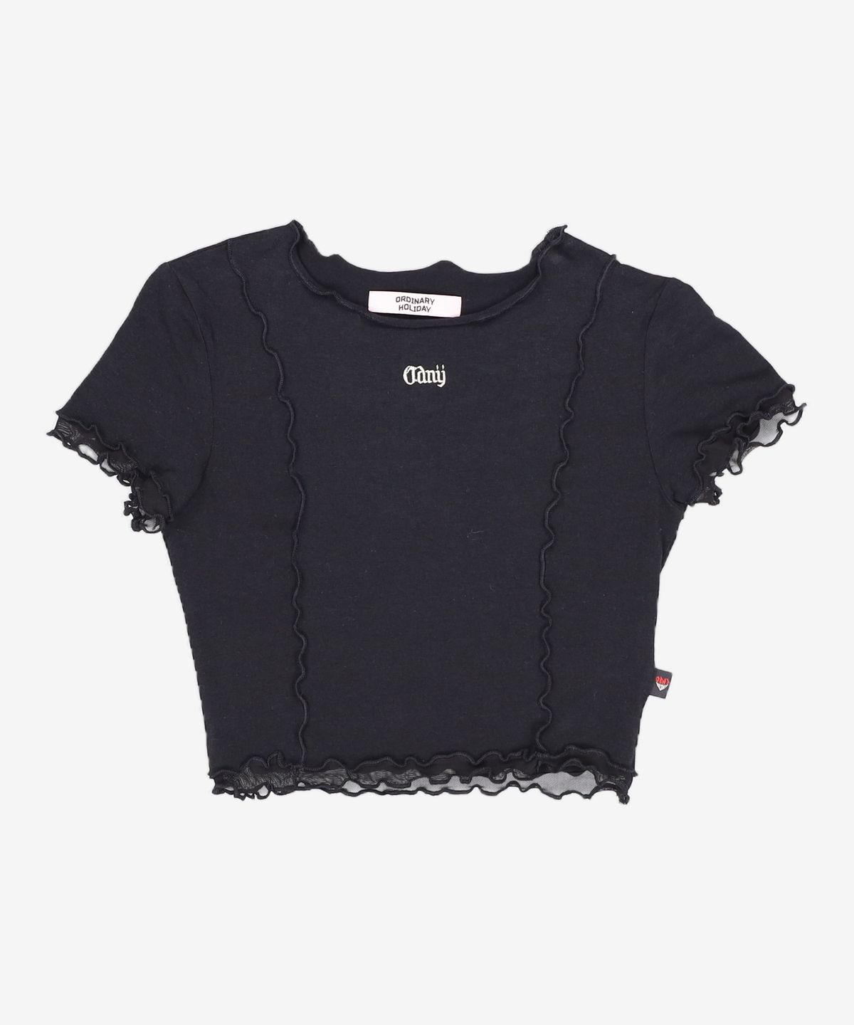 오디너리 홀리데이(ORDINARY HOLIDAY) 배색크롭티셔츠 MESH PATCH T SHIRT FREE