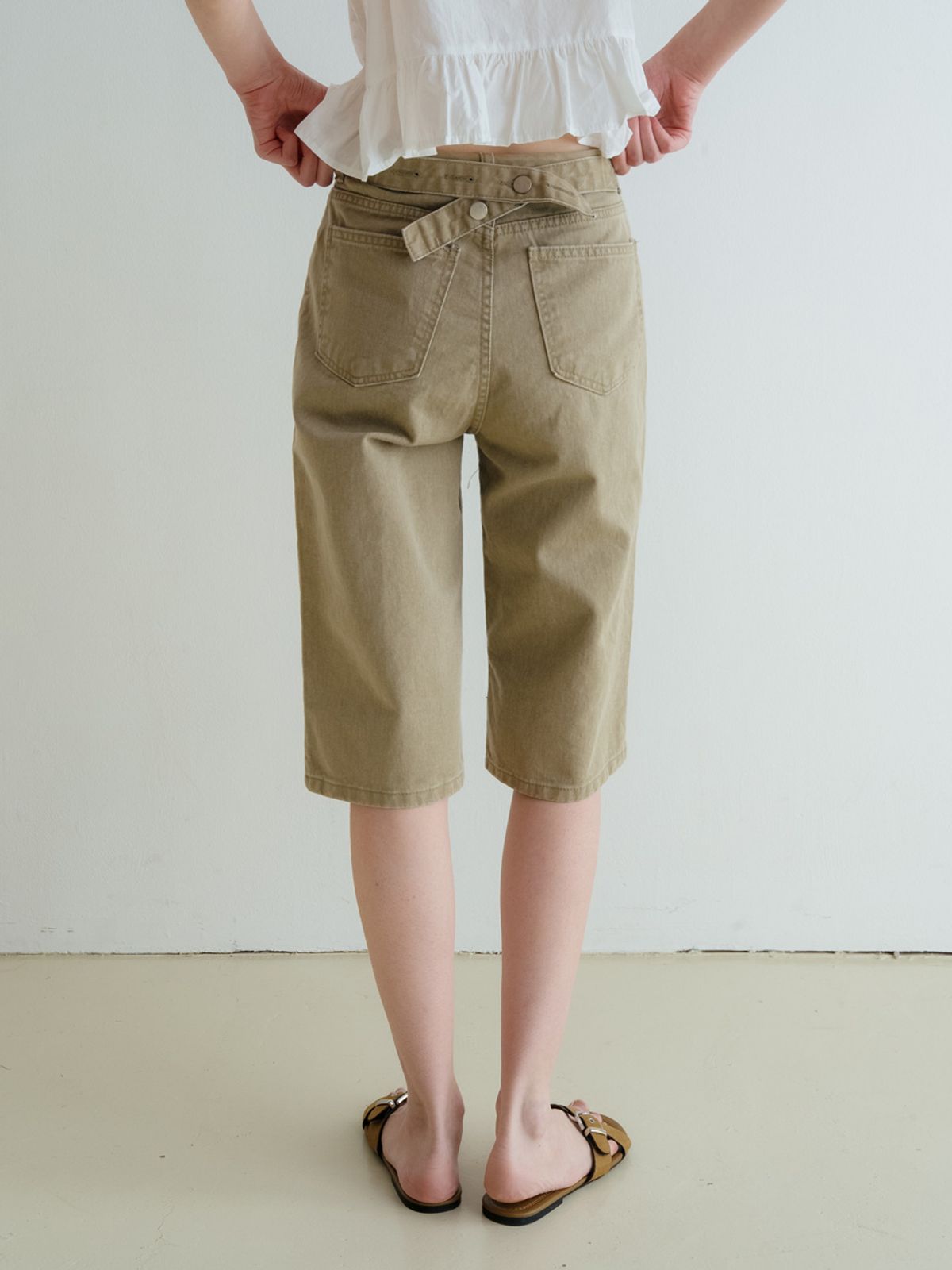 뮈르뮈르(MURMURE) 켄느 벨트 버뮤다 코튼 팬츠_Kenne Pants