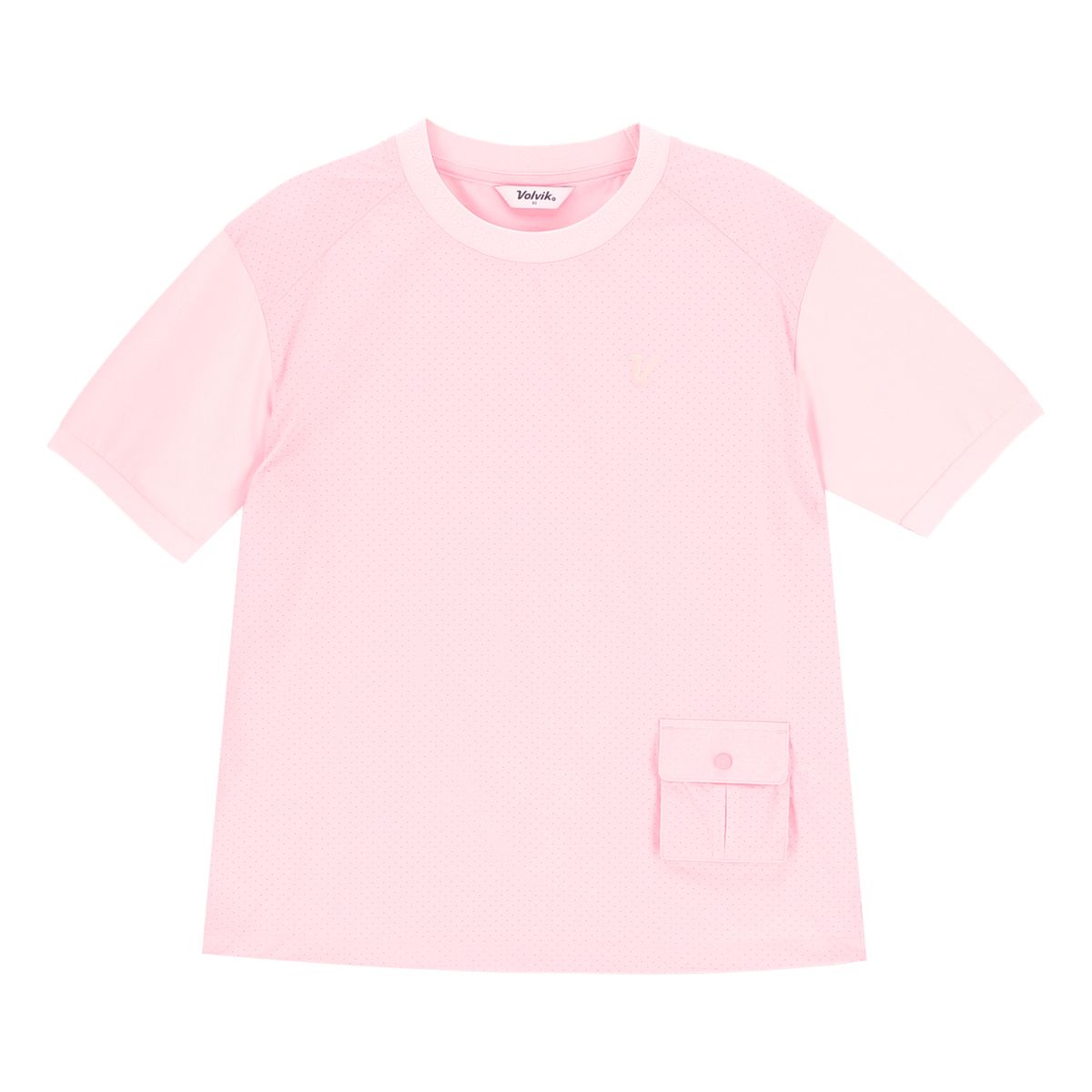 볼빅 골프웨어(VOLVIK GOLFWEAR) 여성 골프 타공 하이브리드 라운드 반팔티셔츠 VLTSP403_PK