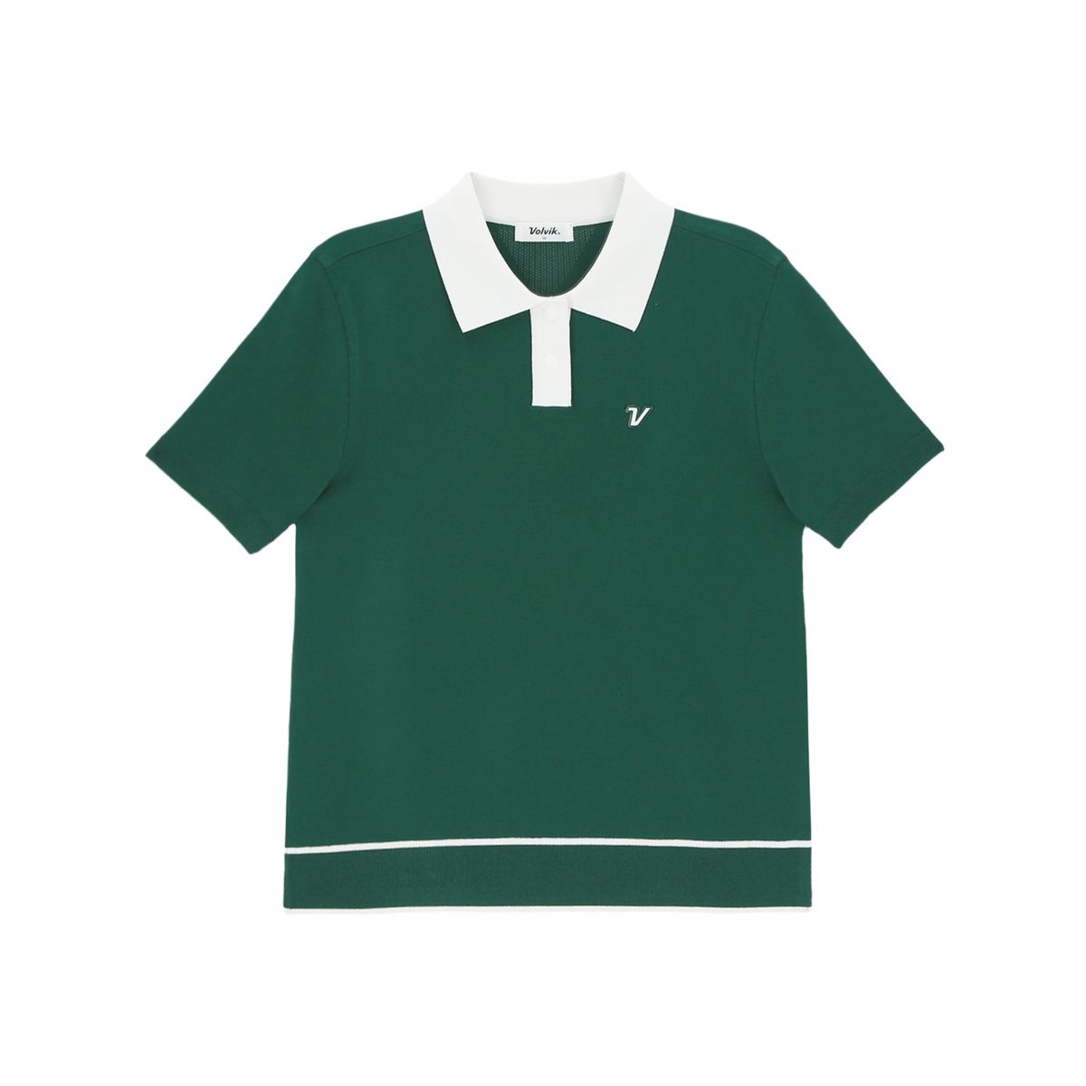 볼빅 골프웨어(VOLVIK GOLFWEAR) 여성 포인트 배색카라 반팔 VLKTQ391_DE