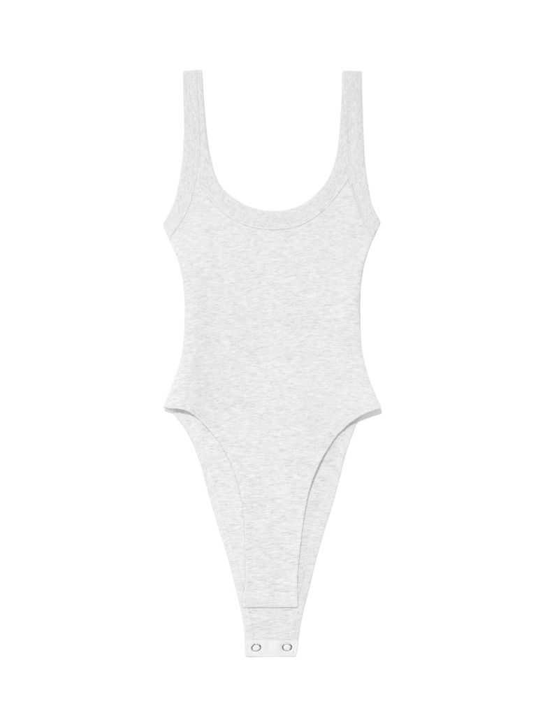 G SCOOP NECK BODYSUIT (WHITE MELANGE)