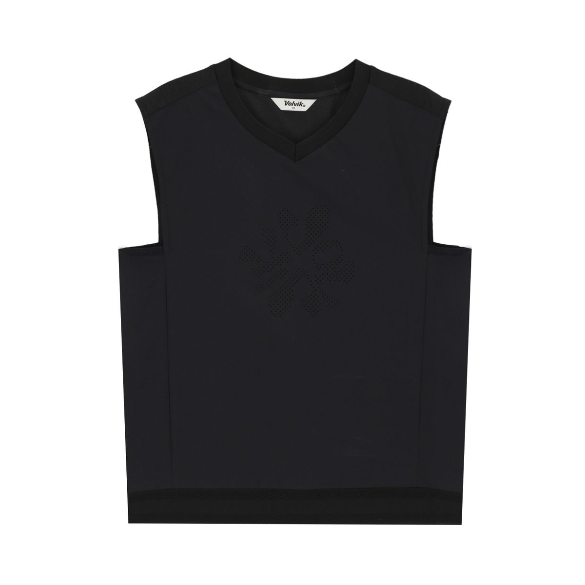 볼빅 골프웨어(VOLVIK GOLFWEAR) 여성 골프 경량 하이브리드 V넥 베스트 티셔츠 VLTSP501_BK