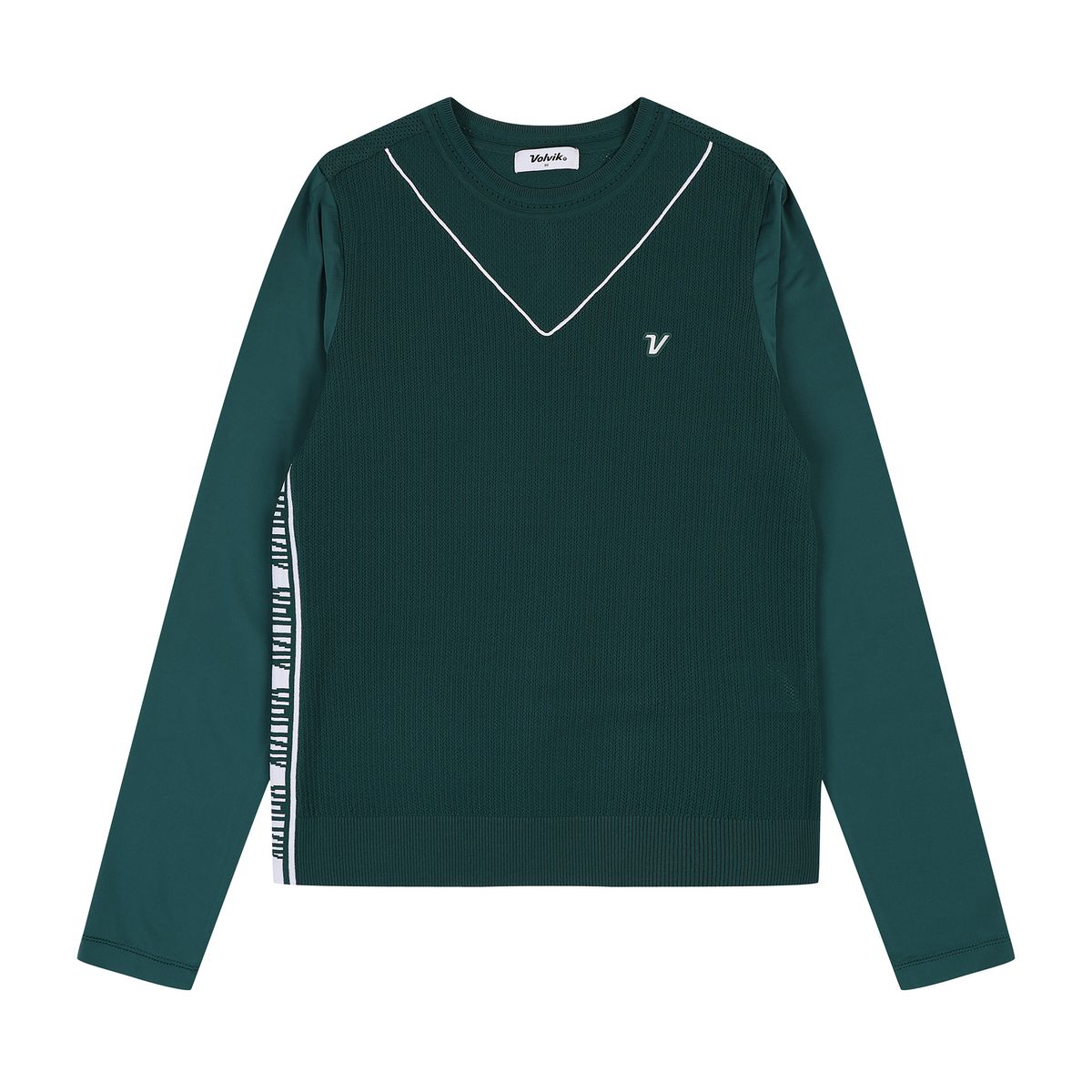 볼빅 골프웨어(VOLVIK GOLFWEAR) 여성 골프 냉감소매 스카시 라운드 니트 VLKTP301_DE