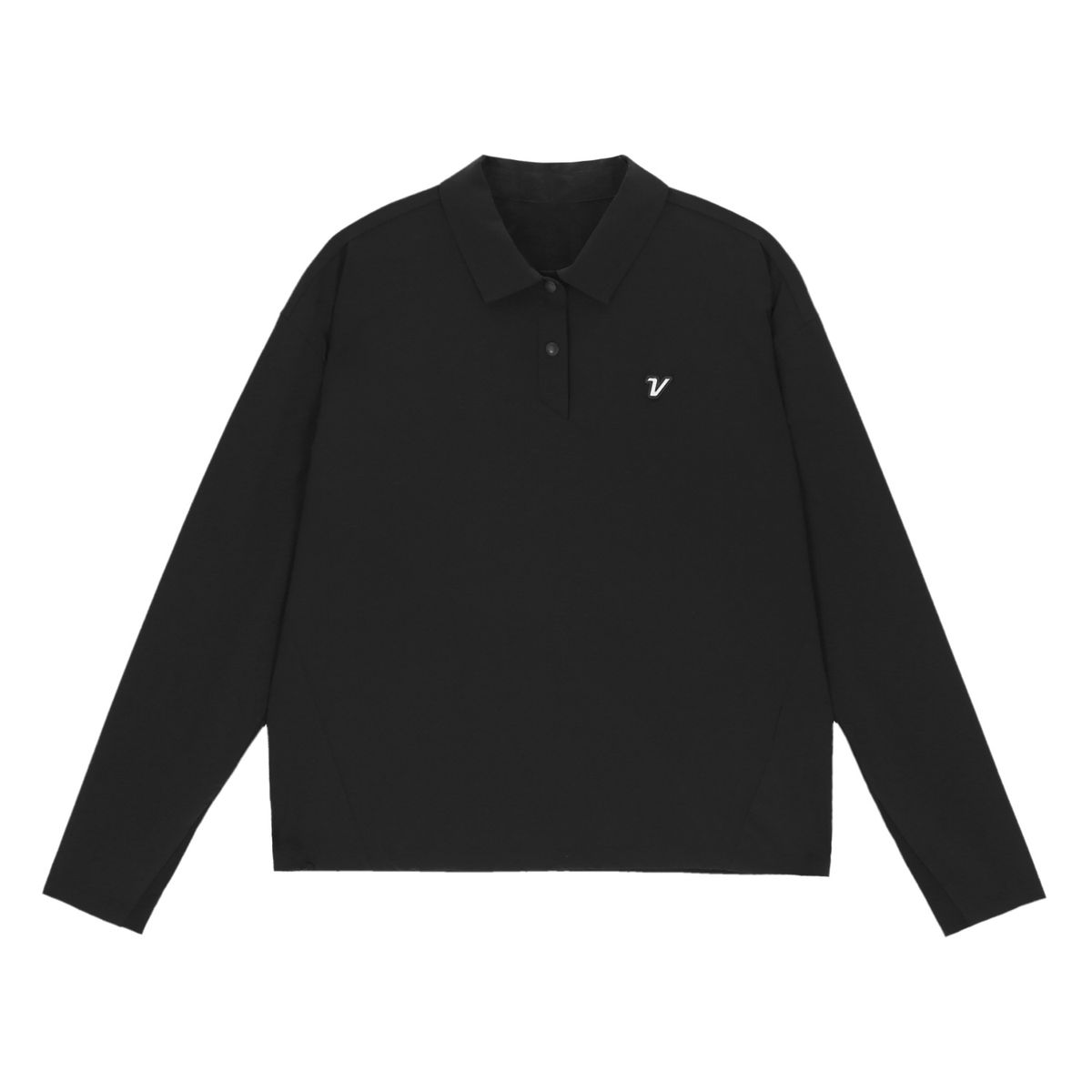 볼빅 골프웨어(VOLVIK GOLFWEAR) 여성 에어홀 우븐하이브리드 오버핏 티셔츠 VLTSQ303_BK