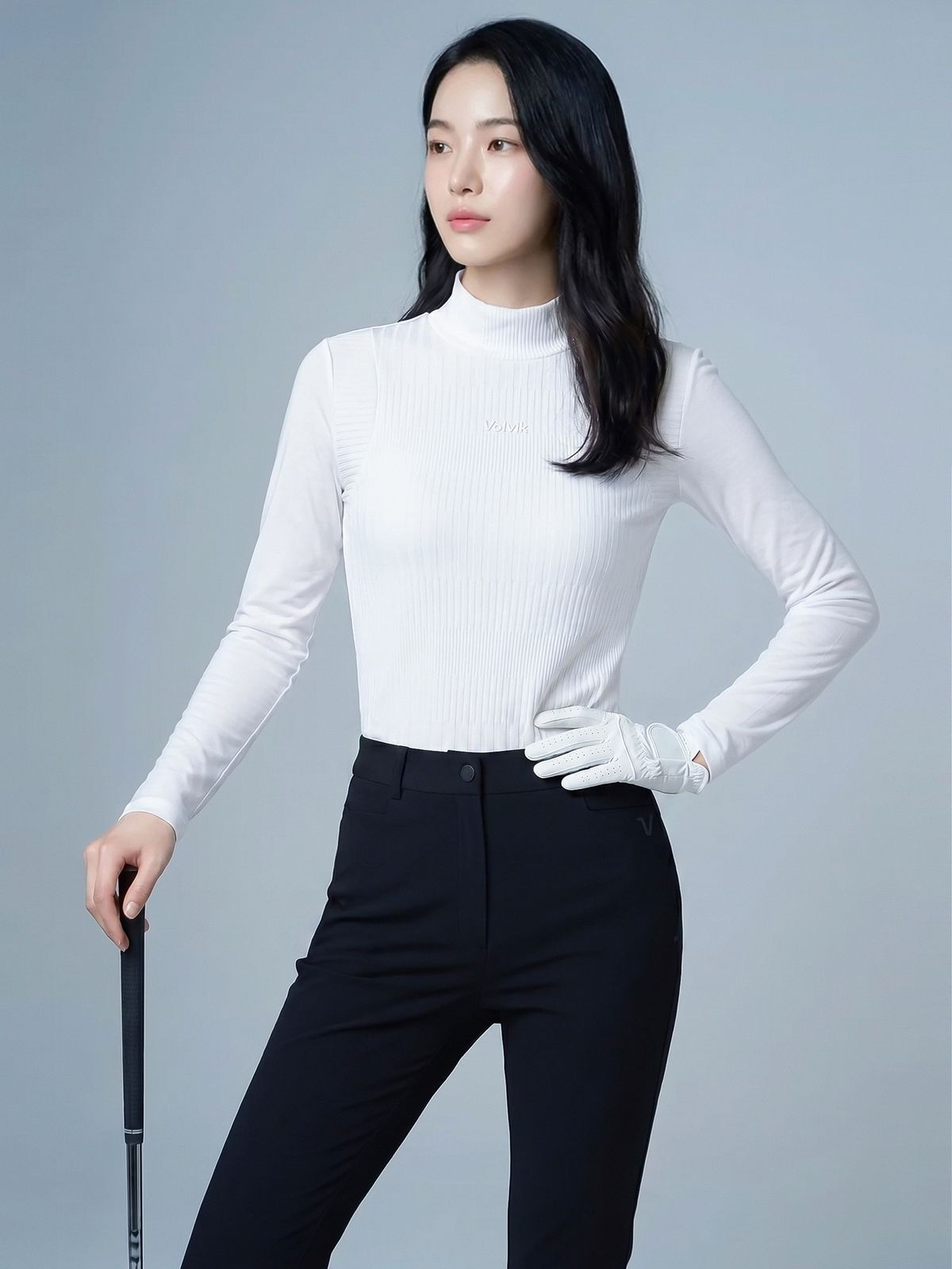 볼빅 골프웨어(VOLVIK GOLFWEAR) 여성 [STD]불규칙 조직감 모크넥 티셔츠 VLTSQ291_OW
