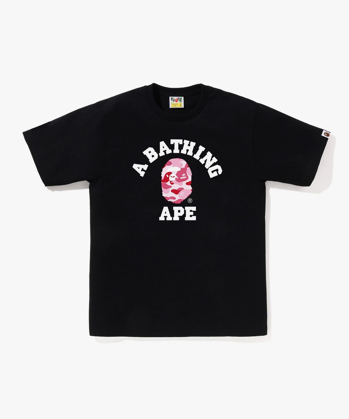 베이프(BAPE) ABC 카모 콜리지 티셔츠(M) BLACK/PINK