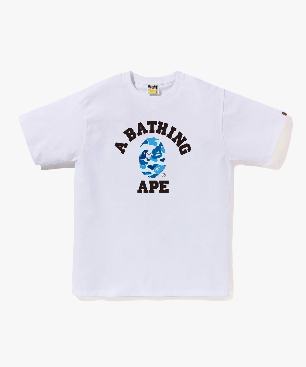 베이프(BAPE) ABC 카모 콜리지 티셔츠(M) WHITE/BLUE