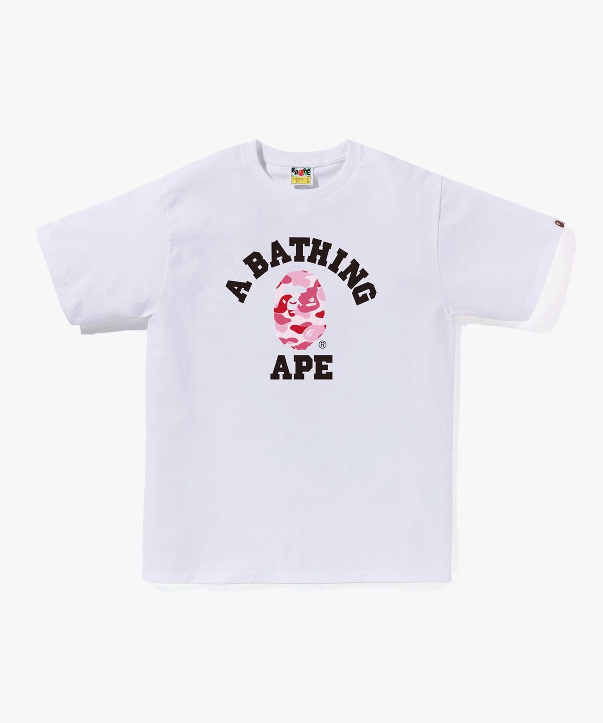 베이프(BAPE) ABC 카모 콜리지 티셔츠(M) WHITE/PINK