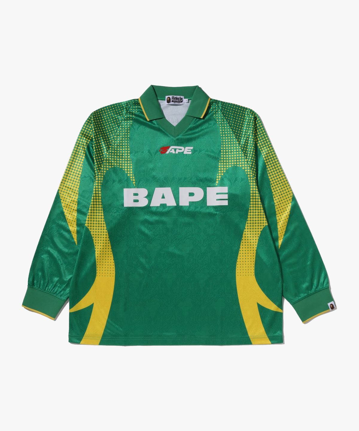 베이프(BAPE) 에이프 플레임 모노그램 자카드 로고 릴렉스트 핏 풋볼 저지(M) GREEN