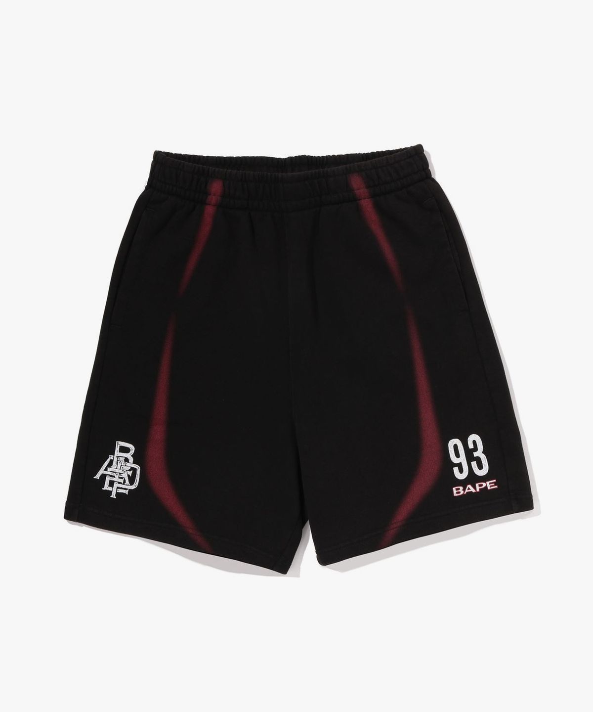 베이프(BAPE) 헤비 워시 핸드 드로우 풋볼 멀티로고 릴렉스드 핏 스웨트 쇼츠(M) BLACK