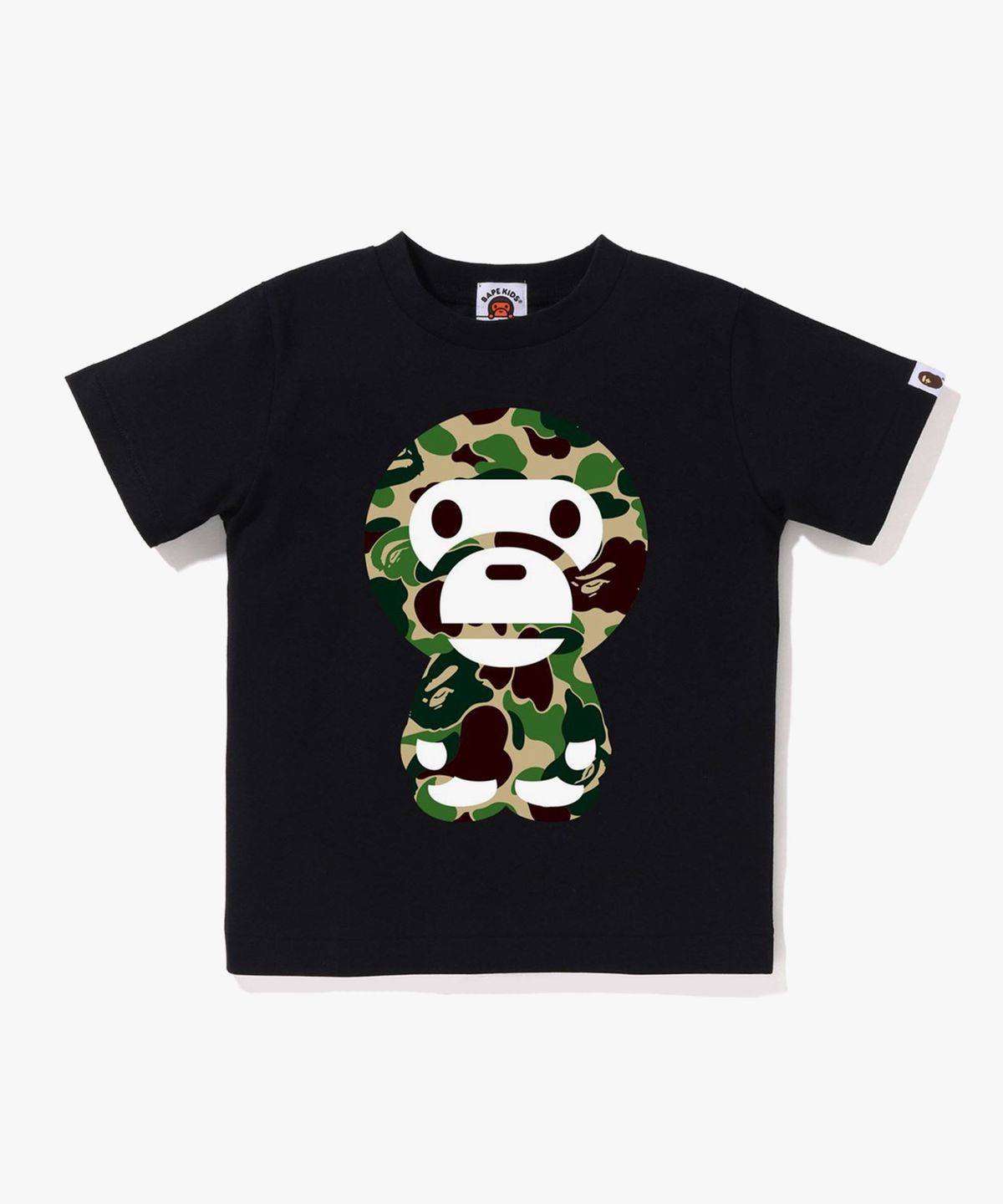 베이프 키즈(BAPE KIDS) ABC 카모 빅 베이비 마일로 티셔츠(KIDS) BLACK/GREEN