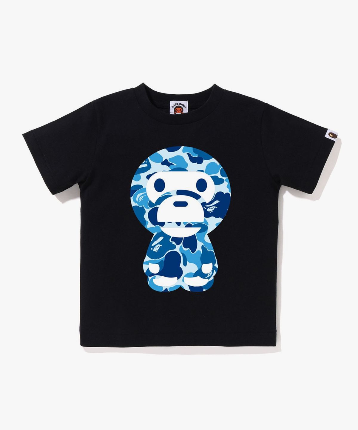 베이프 키즈(BAPE KIDS) ABC 카모 빅 베이비 마일로 티셔츠(KIDS) BLACK/BLUE