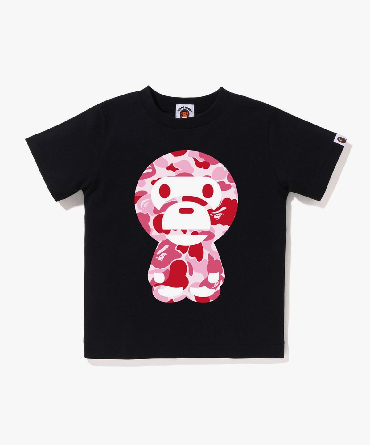 베이프 키즈(BAPE KIDS) ABC 카모 빅 베이비 마일로 티셔츠(KIDS) BLACK/PINK