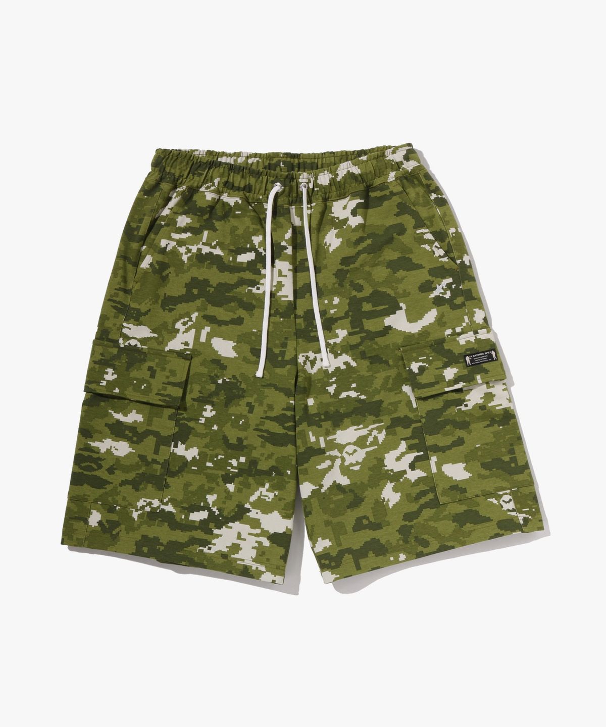 베이프(BAPE) 멀티 픽셀 카모 베이프 스타 로고 카고 릴렉스드 핏 스웨트 쇼츠(M) GREEN