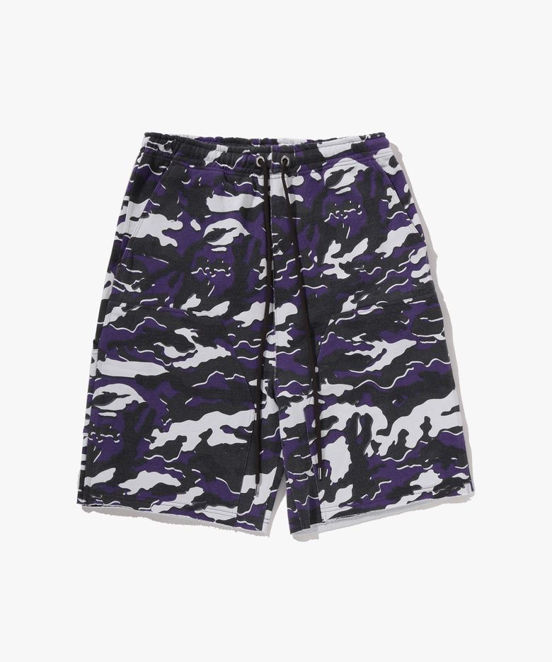 글리치 우드랜드 카모 더블니 릴렉스드 핏 스웨트 쇼츠(M) PURPLE