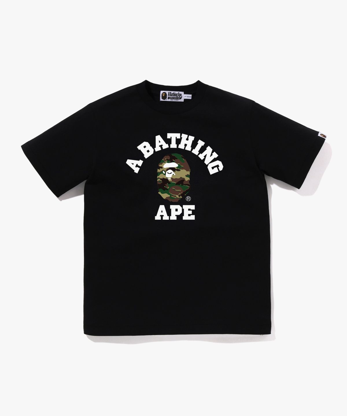 베이프 키즈(BAPE KIDS) 글리치 우드랜드 카모 콜리지 티셔츠(JR) BLACK/GREEN
