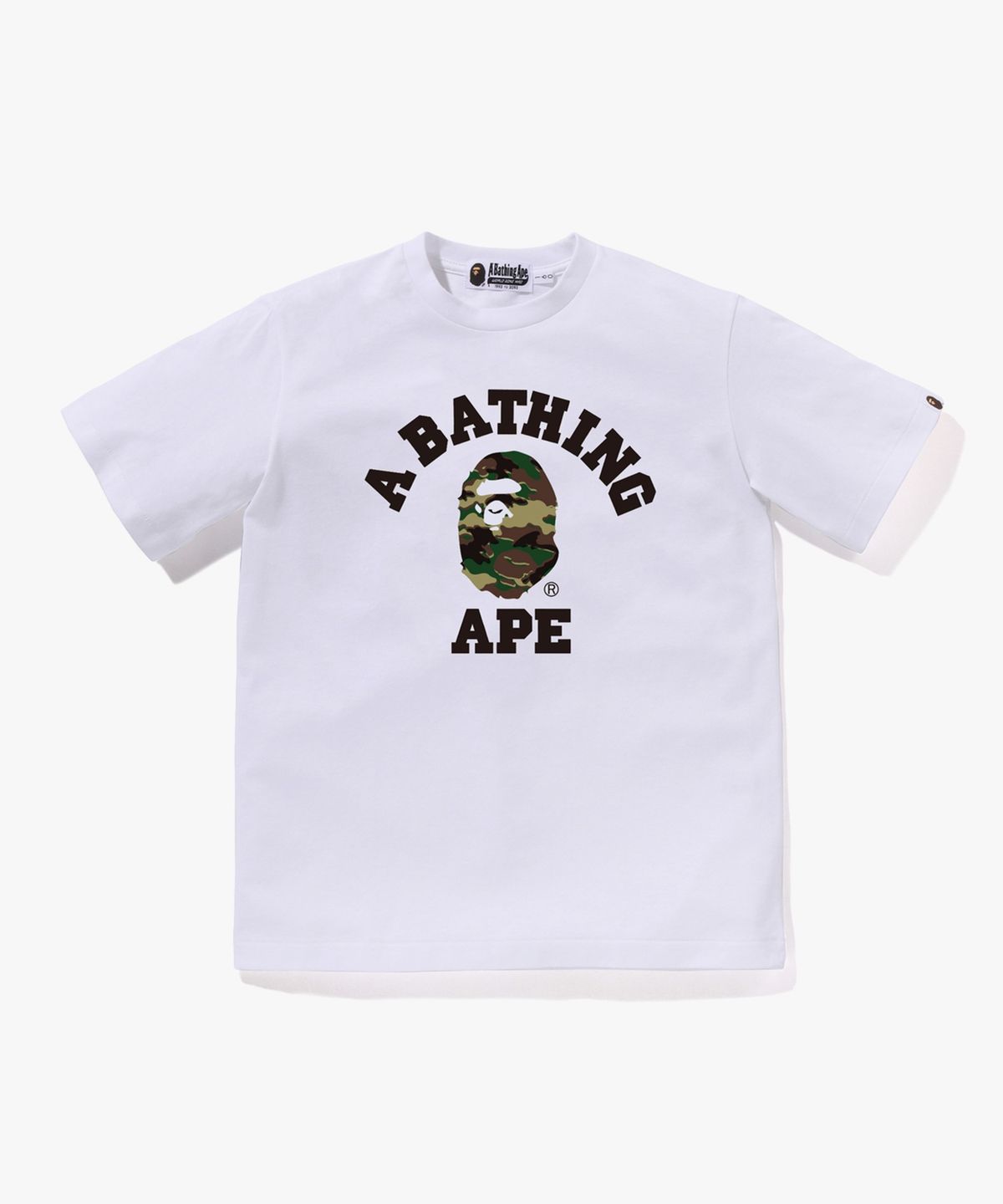 베이프 키즈(BAPE KIDS) 글리치 우드랜드 카모 콜리지 티셔츠(JR) WHITE/GREEN