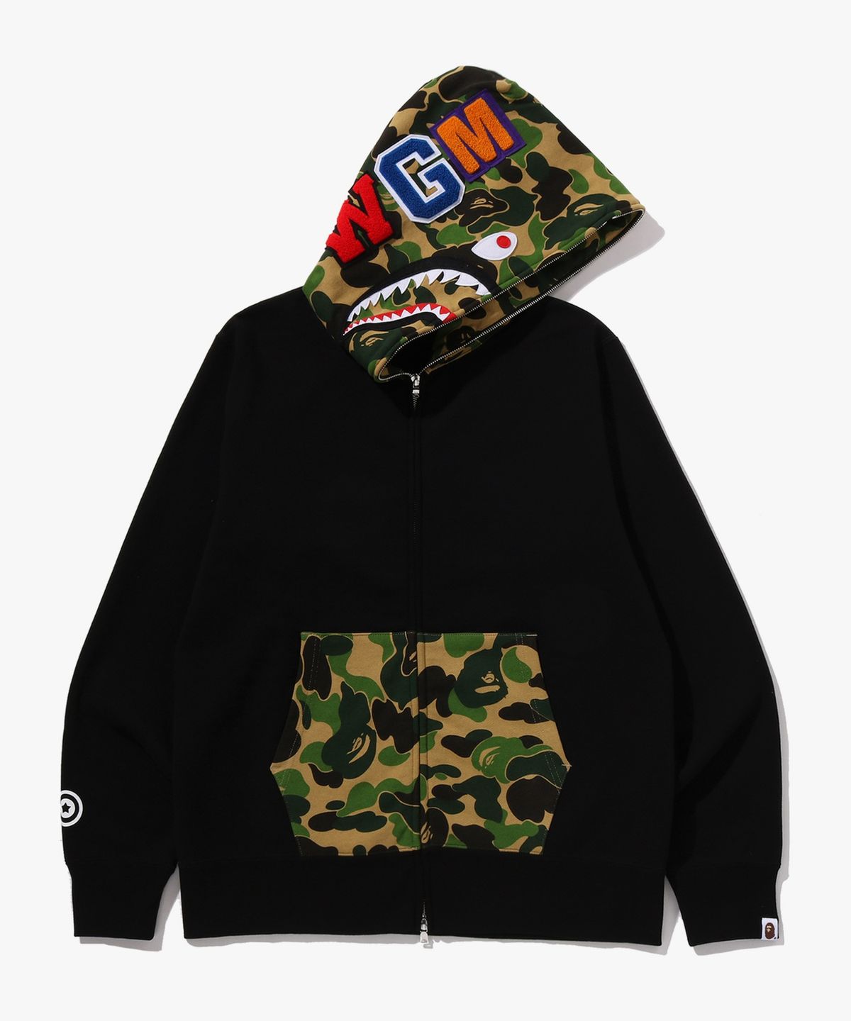 베이프(BAPE) ABC 카모 샤크 풀 집 후드(M) BLACK