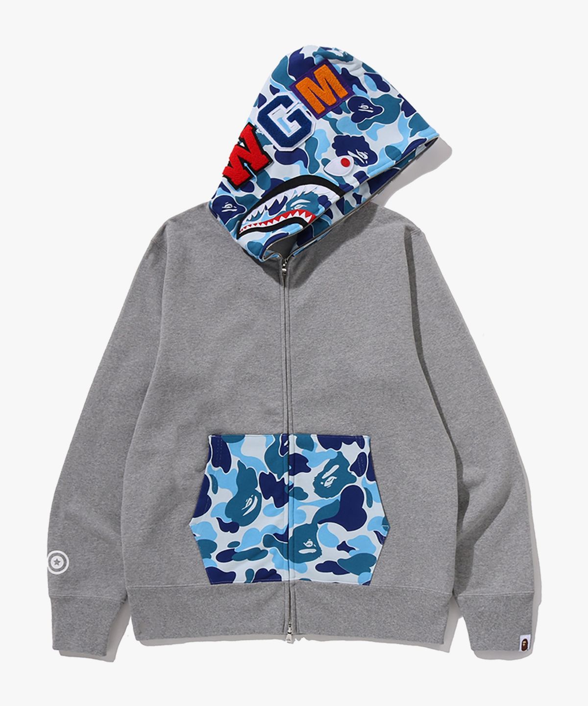 베이프(BAPE) ABC 카모 샤크 풀 집 후드(M) GRAY
