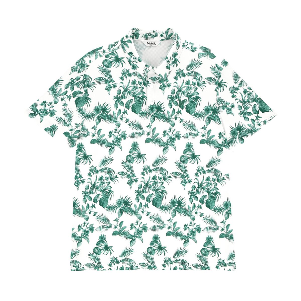 볼빅 골프웨어(VOLVIK GOLFWEAR) 남성 골프 보타닉 패턴 제에리 반팔 티셔츠 VMTSP501_OW