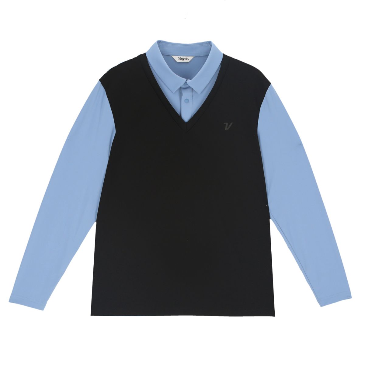 볼빅 골프웨어(VOLVIK GOLFWEAR) 남성 골프 우븐믹스 이중에리 긴팔 티셔츠 VMTSP202_DL