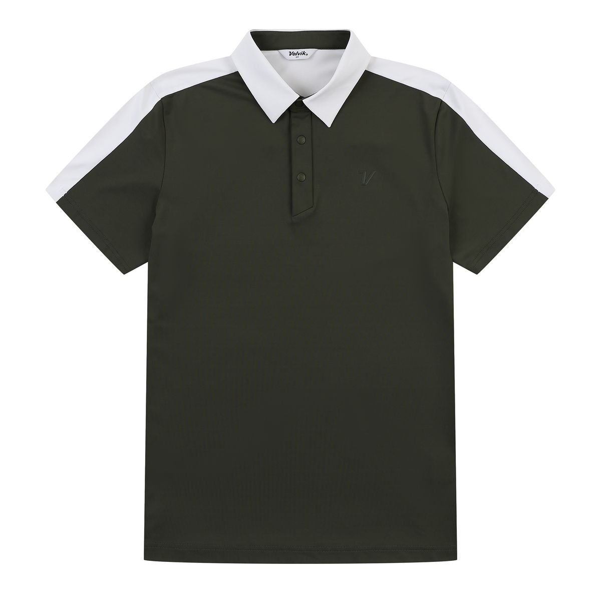 볼빅 골프웨어(VOLVIK GOLFWEAR) 남성 골프 에센셜 컬러블럭 제에리 반팔 티셔츠 VMTSP371_KH