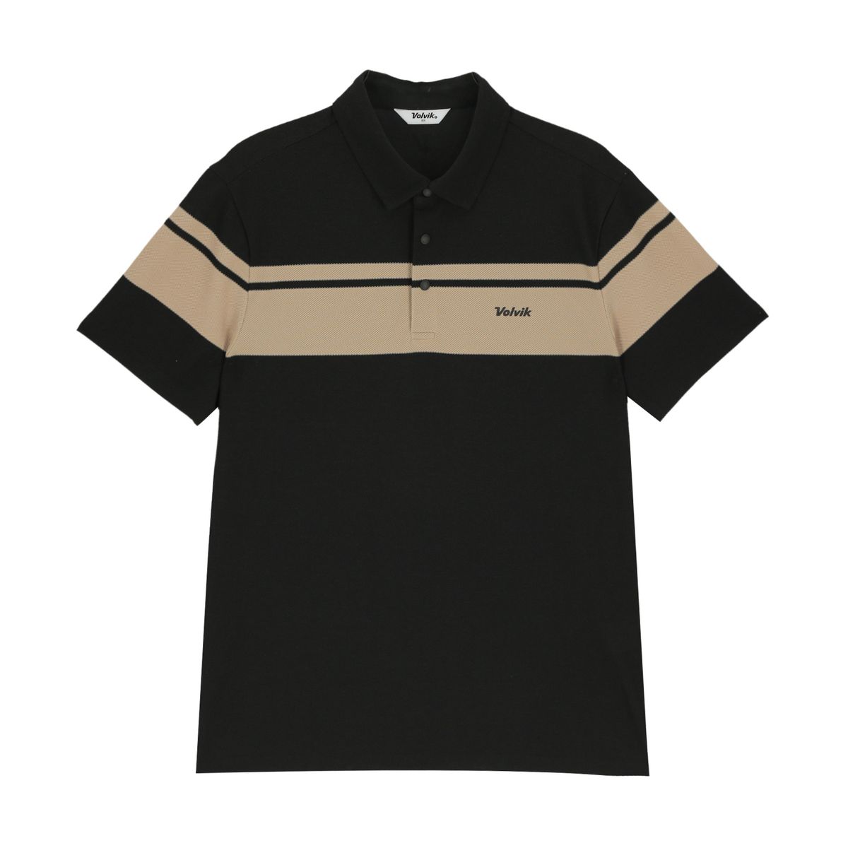 볼빅 골프웨어(VOLVIK GOLFWEAR) 남성 골프 에센셜 메쉬 보더 제에리 반팔 티셔츠 VMTSP492_BK