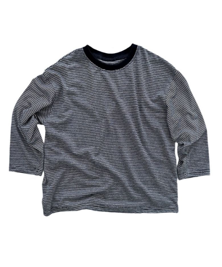 Fine Stripe L/S Tee_navy