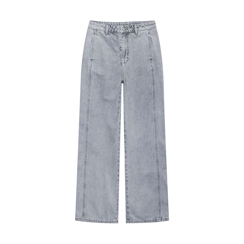 W 컬러 데님 커브드 팬츠 Light Gray