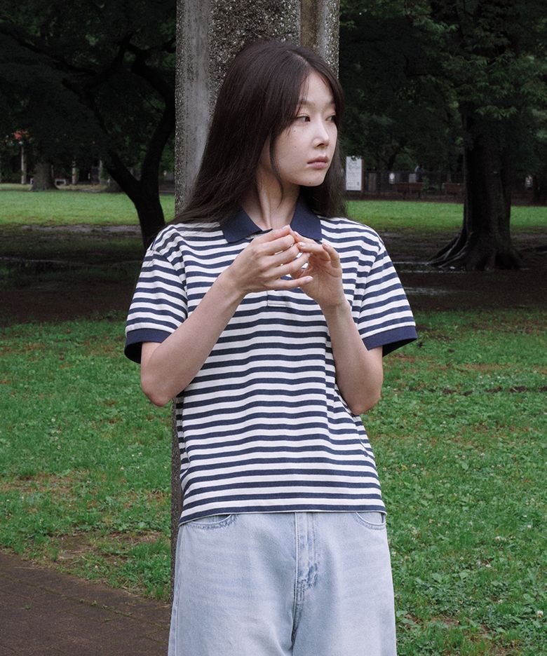 팔레트 피케 셔츠 Navy