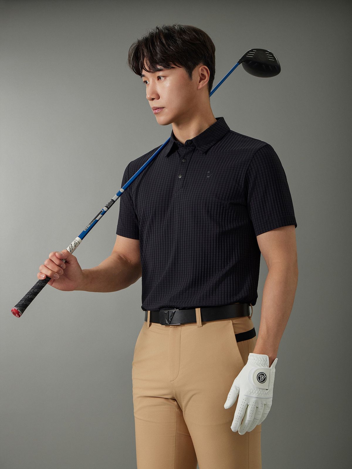 볼빅 골프웨어(VOLVIK GOLFWEAR) 남성 사각 JQD 메쉬 제에리 반팔 티셔츠 VMTSQ409_BK