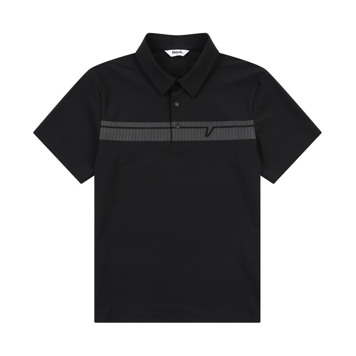 볼빅 골프웨어(VOLVIK GOLFWEAR) 남성 골프 에센셜 보더 프린트 제에리 반팔 티셔츠 VMTSP395_BK