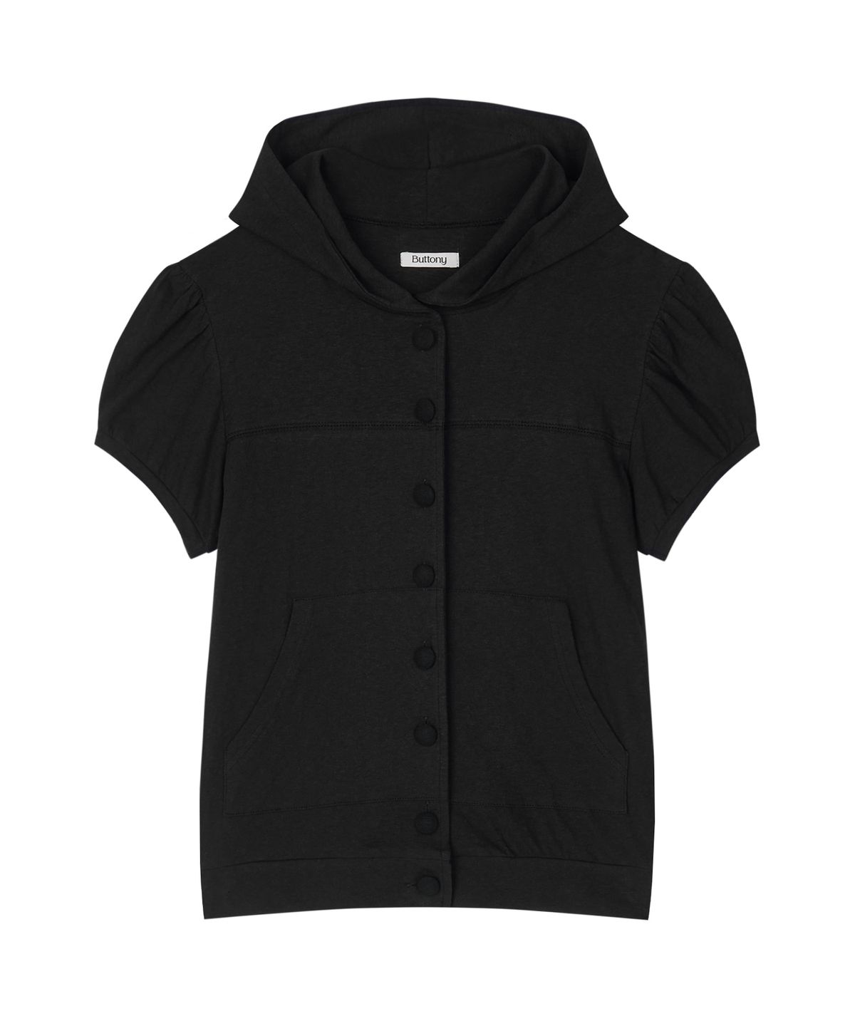 버터니(BUTTONY) SHORT SLEEVE HOODED ZIP-UP (BLACK)