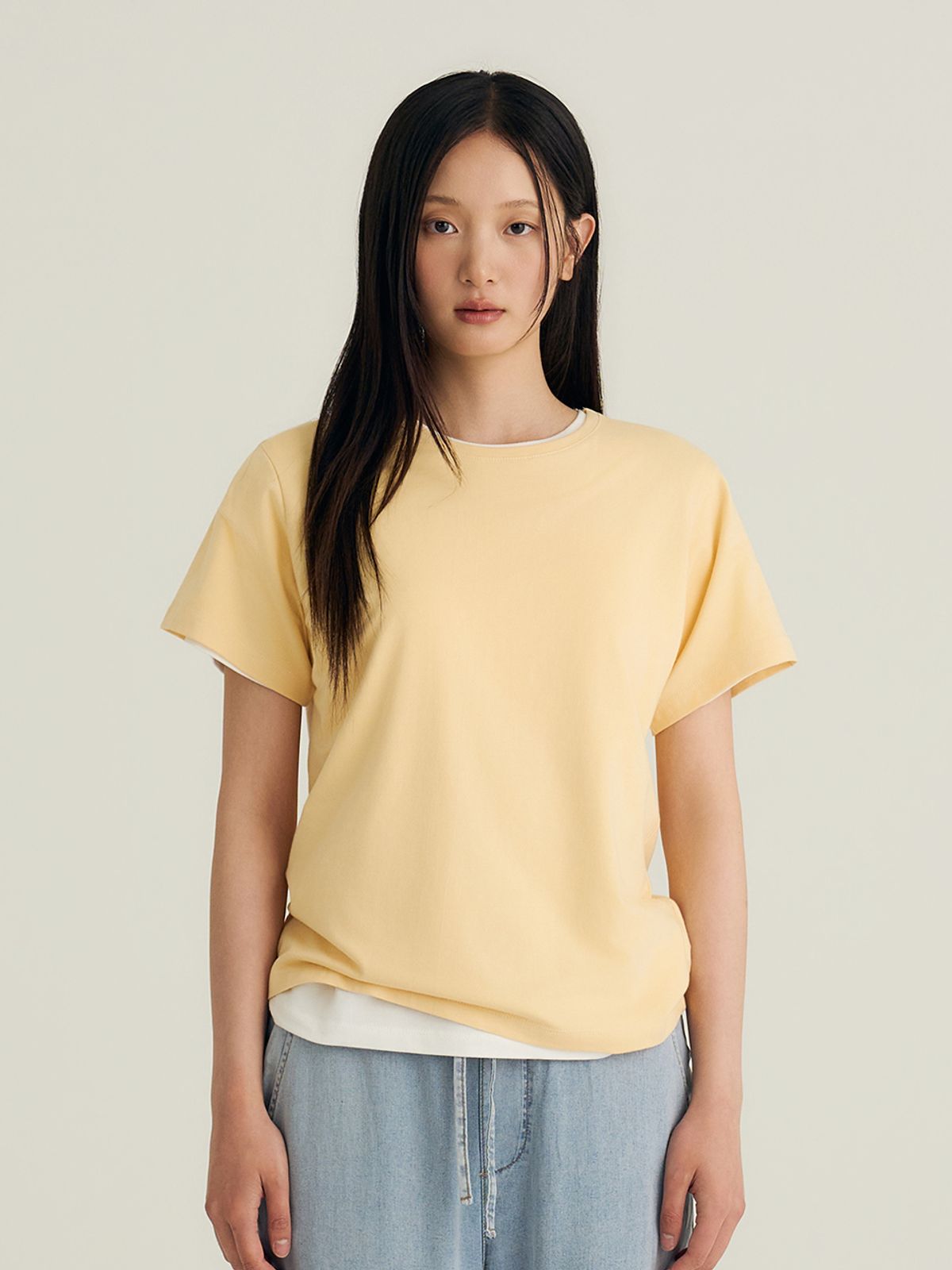 비올셋(BE ALL SET) Essential Modal T-Shirt_Yellow