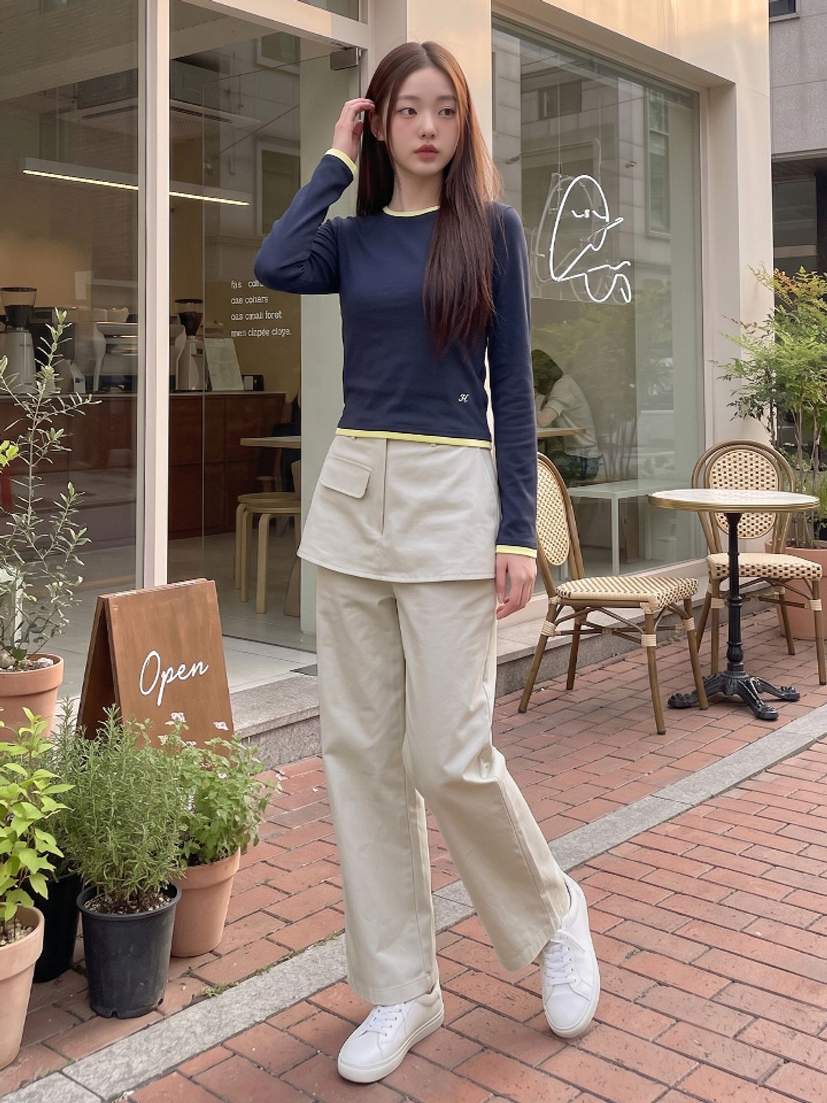 행텐(HANGTEN) 여성 레이어드 스커트 와이드팬츠_151(10570-138-407-69)