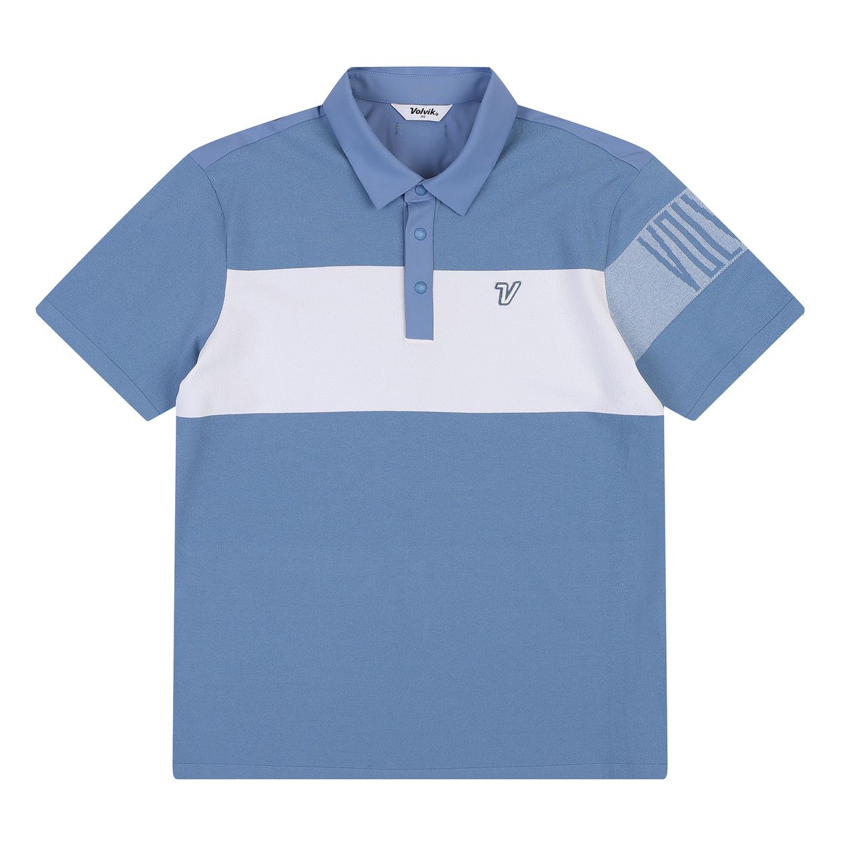 볼빅 골프웨어(VOLVIK GOLFWEAR) 남성 골프 에센셜 컬러블럭 하이브리드 반팔 니트 VMKTP491_DL