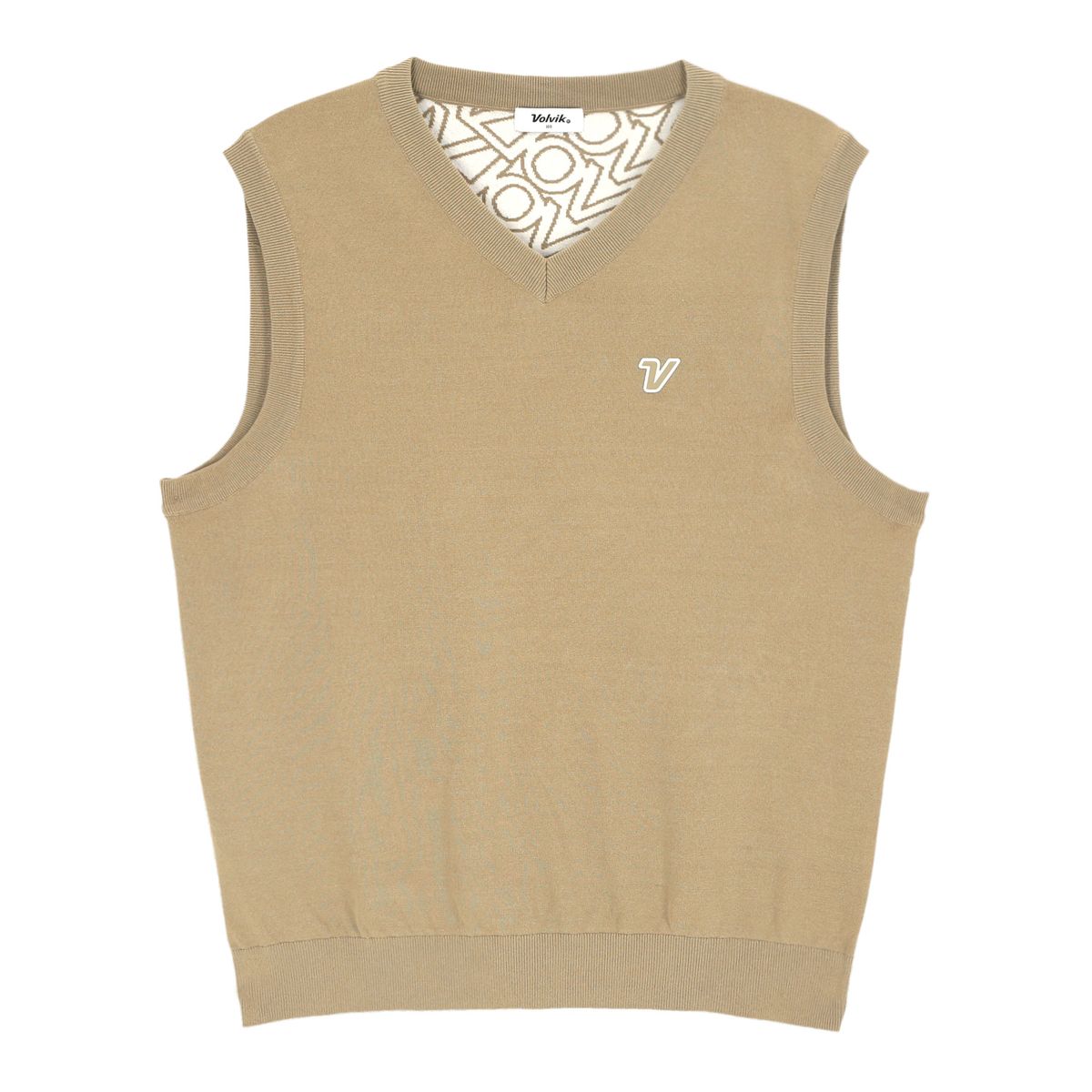 볼빅 골프웨어(VOLVIK GOLFWEAR) 남성 골프 로고 JQD V넥 니트 베스트 VMKVP201_BE