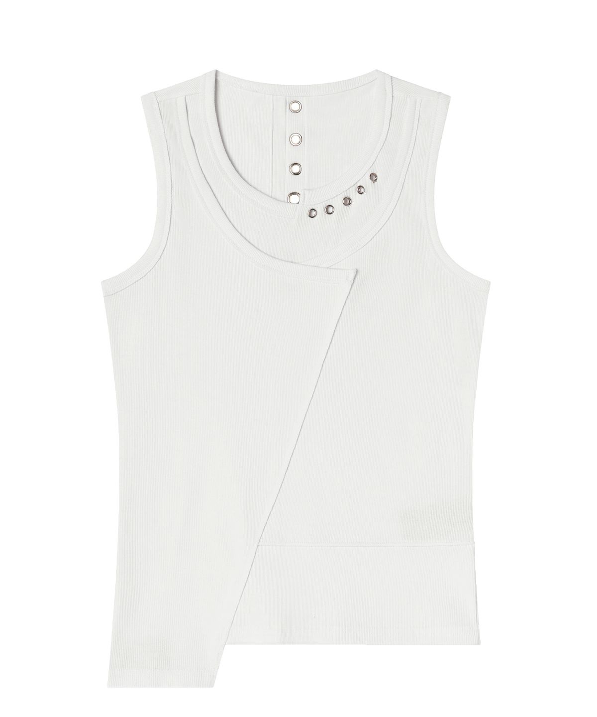하프앤하프(HALF AND HALF) Asymmetrical Layered Sleeveless Top WH (eyelet)