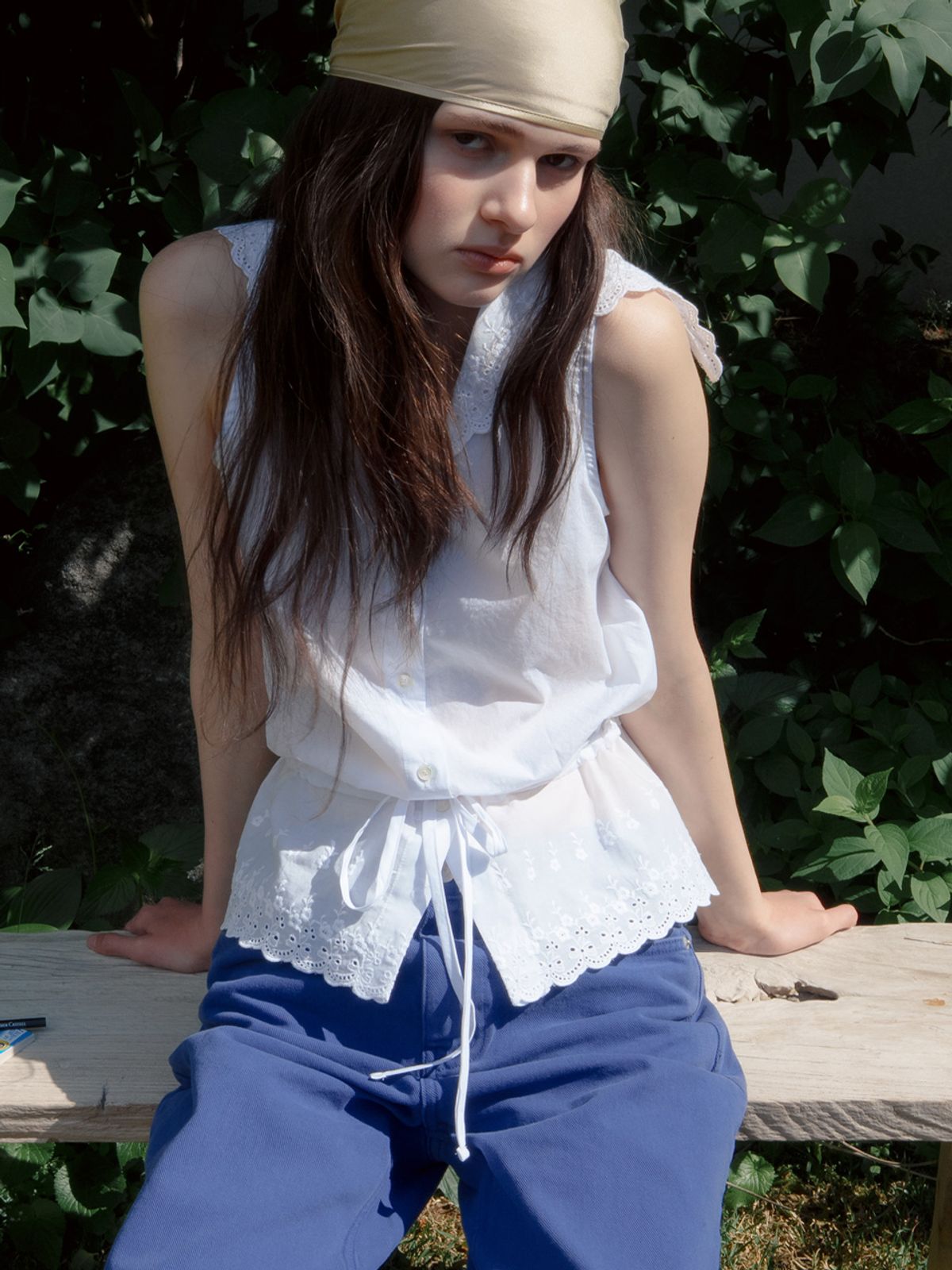 뮈르뮈르(MURMURE) 엔트 세일러 펀칭 블라우스_Ent Blouse