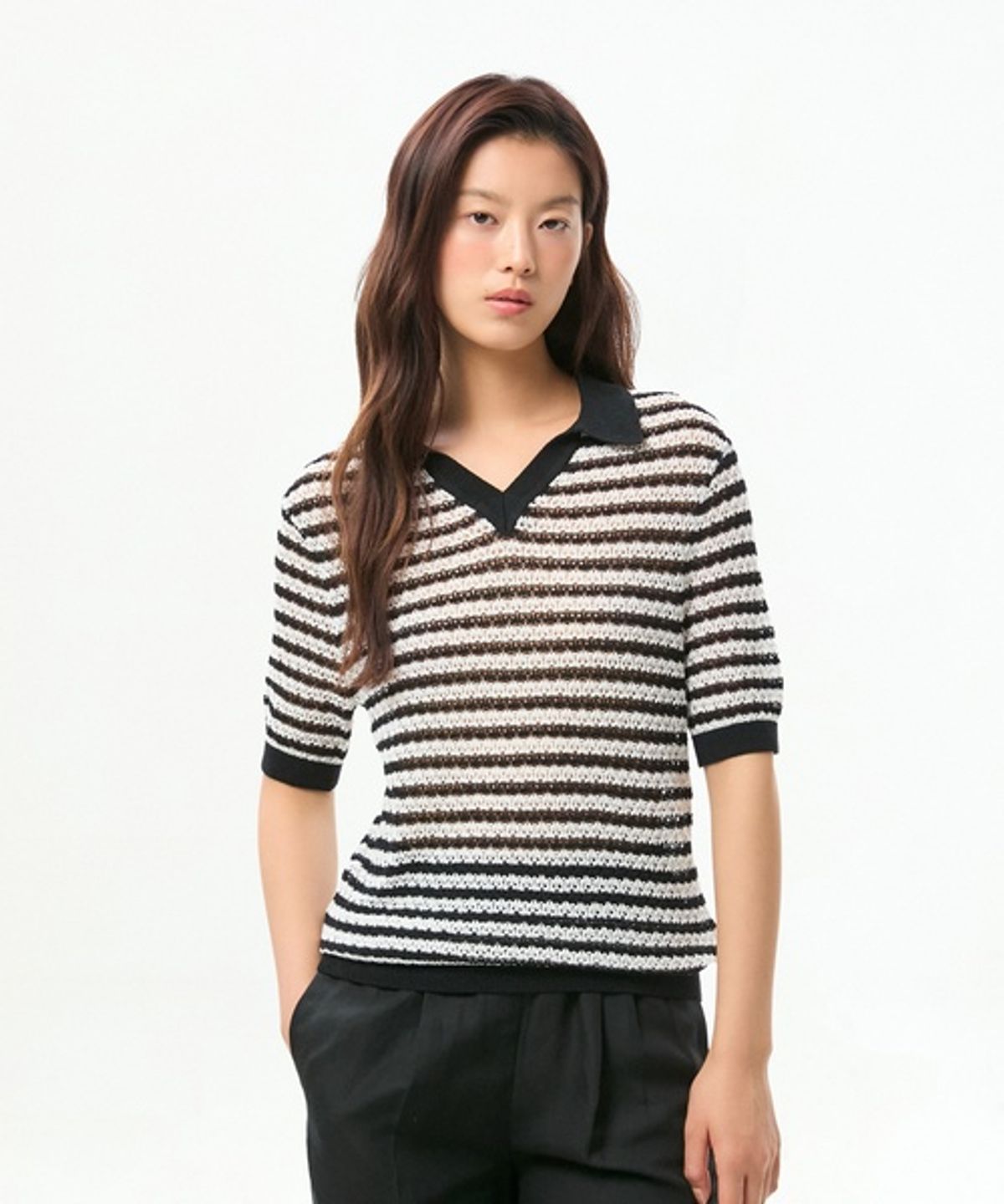 타미힐피거(TOMMY HILFIGER) [TOMMY HILFIGER WOMEN] 포인텔 브이넥 스웨터 (T22G6KTO030WT20AQ)